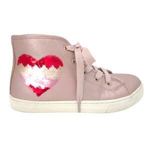 Children's Place Metallic Pink Sequin Heart High-Top Sneakers
